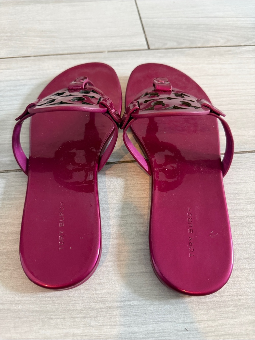 Tory Burch Miller Patent Leather Sandals - Hot Pink - Picture 4 of 5